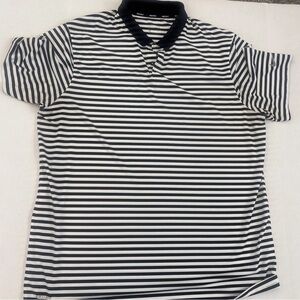 Nike Golf Dri Fit Black and White Striped Polo Shirt